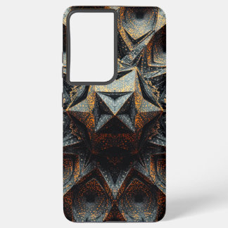 Dark Amber Crystalline Star Fractal - Geometric Samsung Galaxy S21+ケース
