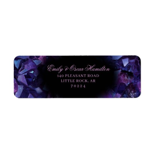 Dark Amethyst Boho Witch Crystals Return Address ラベル (正面)