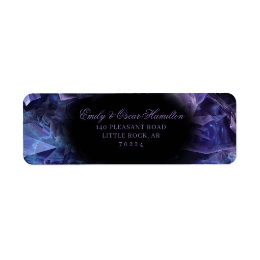 Dark Amethyst Boho Witch Crystals Return Address ラベル (正面)