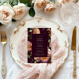 Dark and Moody Burgundy  Floral Bridal Shower  招待状