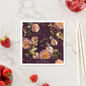Dark and Moody Dramatic Floral Bridal Shower スタンダードカクテルナプキン (インサイチュ)