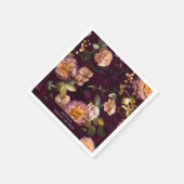 Dark and Moody Dramatic Floral Bridal Shower スタンダードカクテルナプキン (角)