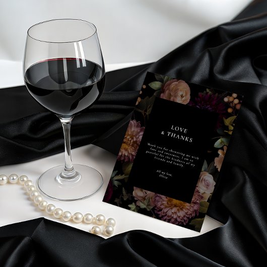 Dark and Moody Gothic Blackフローラありがとう 招待状