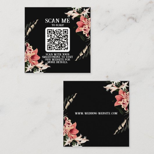 Dark and Moody QR Code Wedding Enclosure Card エンクロージャーカード (正面/裏面)