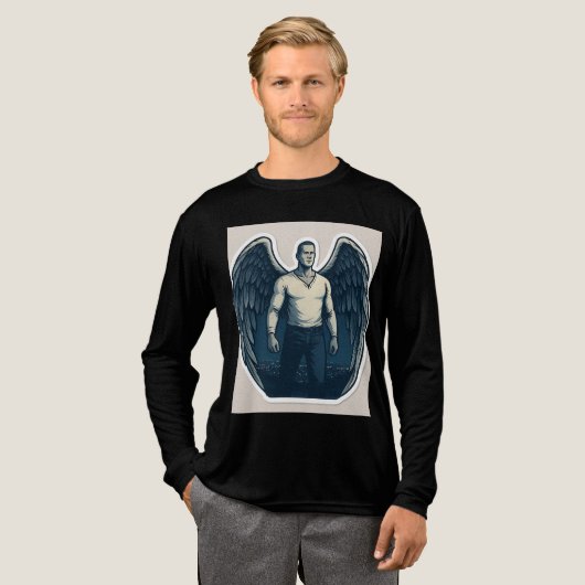 Dark Angel Warrior | Black Full Sleeve T-Shirt Des トライブレンドＴシャツ (正面全体)