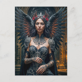 Dark Angel with Crown and Roses ポストカード