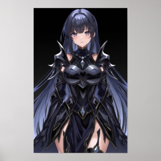 Dark Anime Enchantress in Black Armor ポスター (正面)