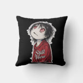 Dark Anime  "Still Here" Aesthetic Gothic Illustra クッション (裏面)