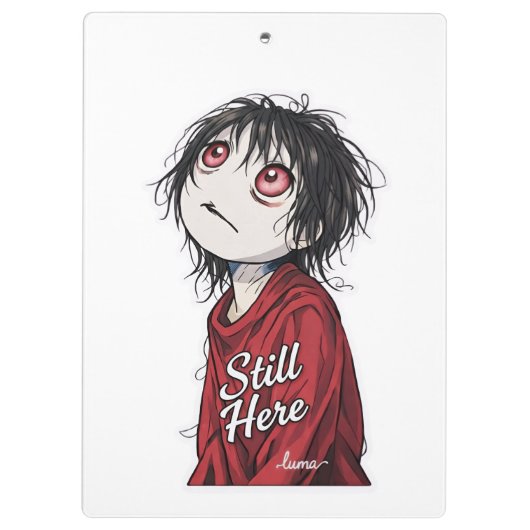 Dark Anime  "Still Here" Aesthetic Gothic Illustra クリップボード (裏面)