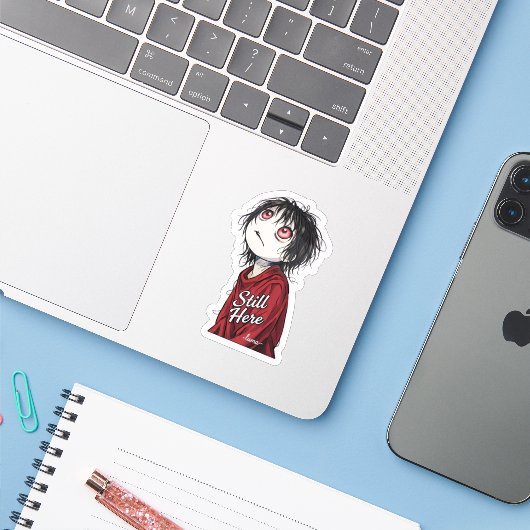 Dark Anime  "Still Here" Aesthetic Gothic Illustra シール (ノートパソコンとiPhone)