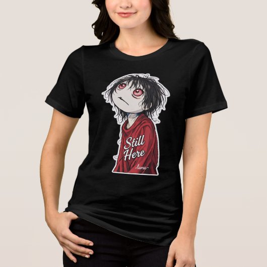 Dark Anime  "Still Here" Aesthetic Gothic Illustra トライブレンドＴシャツ (正面)