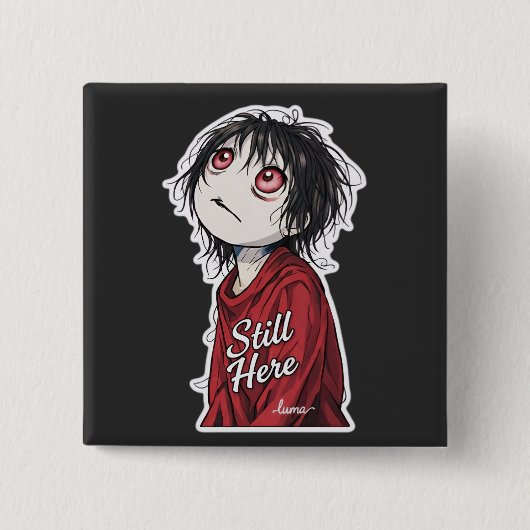 Dark Anime  "Still Here" Aesthetic Gothic Illustra 缶バッジ (正面)