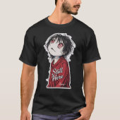 Dark Anime "Still Here" Aesthetic Gothic Illustra Tシャツ (正面)