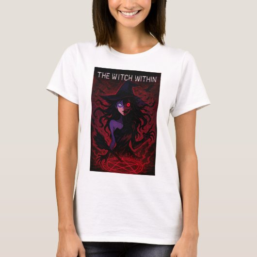 Dark Anime Witch – The Witch Within Horror Tシャツ (正面)