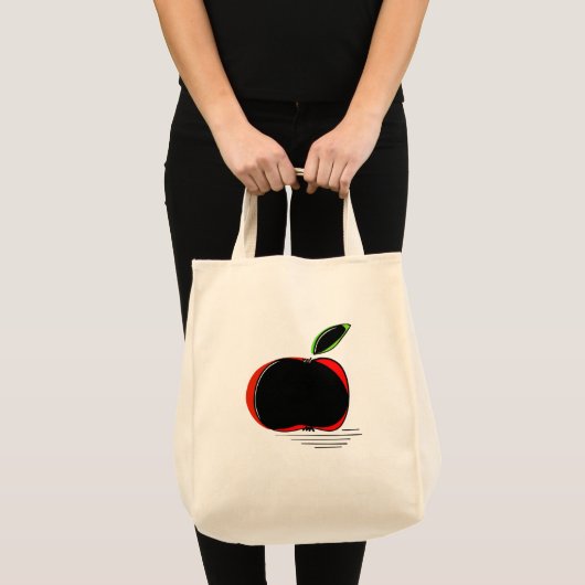 Dark Apple – Modern Minimal Fruit Illustration トートバッグ (正面(商品))