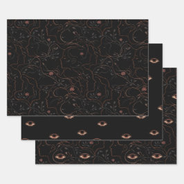 Dark Art Line Faces Wrapping Paper Set ラッピングペーパーシート