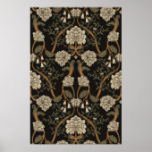 Dark Arts and Crafts Floral Chrysanthemum Art ポスター (正面)