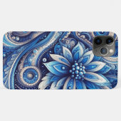 Dark Azure Navy Blue Blackペイズリーアートパターン Case-Mate iPhoneケース (裏面(横))