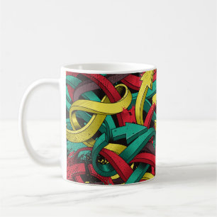 Dark b上のGraffitiのシームレスなカラフル背景 コーヒーマグカップ