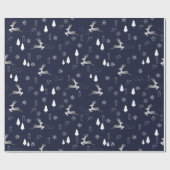 Dark Background Wrapping Paper with Silver Reindee ラッピングペーパー (フラット)