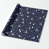 Dark Background Wrapping Paper with Silver Reindee ラッピングペーパー (アンロールド)