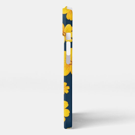 Dark Background Yellow Floral iPhoneケース (左側面)