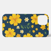 Dark Background Yellow Floral iPhoneケース (裏面横)