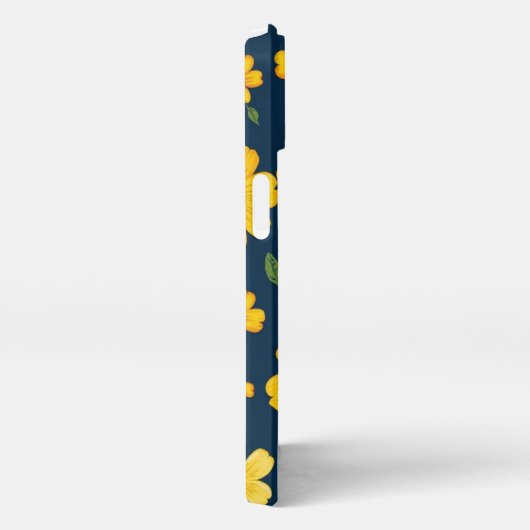 Dark Background Yellow Floral iPhoneケース (右側面)