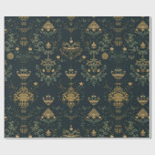 Dark Baroque Gold Ornament Wrapping Paper  ラッピングペーパー (フラット)