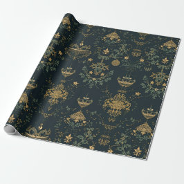 Dark Baroque Gold Ornament Wrapping Paper ラッピングペーパー