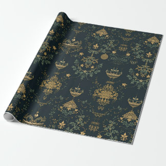 Dark Baroque Gold Ornament Wrapping Paper ラッピングペーパー
