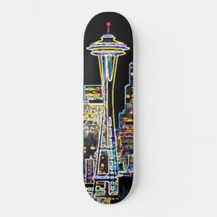Dark be the Night - Luminous Seattle Skyline スケートボード