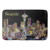 Dark be the Night - Luminous Seattle Skyline バスマット (正面)