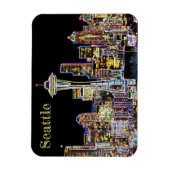 Dark be the Night - Luminous Seattle Skyline マグネット (縦)