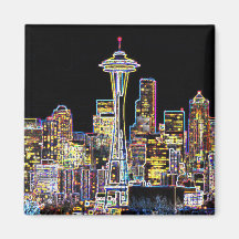 Dark be the Night - Luminous Seattle Skyline
