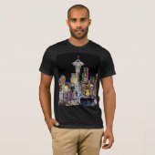Dark be the Night - Luminous Seattle Skyline Tシャツ (正面フル)