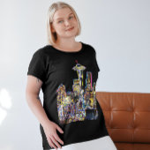 Dark be the Night - Luminous Seattle Skyline Tシャツ