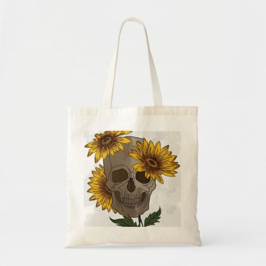 Dark Beauty: Skull Meets Sunflower トートバッグ (正面)