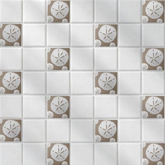 Dark Beige & White Tropical Beach Sand Dollar タイル