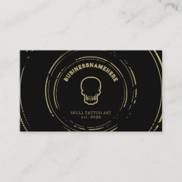 Dark Black Skull Tattoo Piercing Studio QR Code 名刺