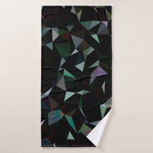 Dark Black triangle mosaic pattern. Geometric illu バスタオル (バスタオル)