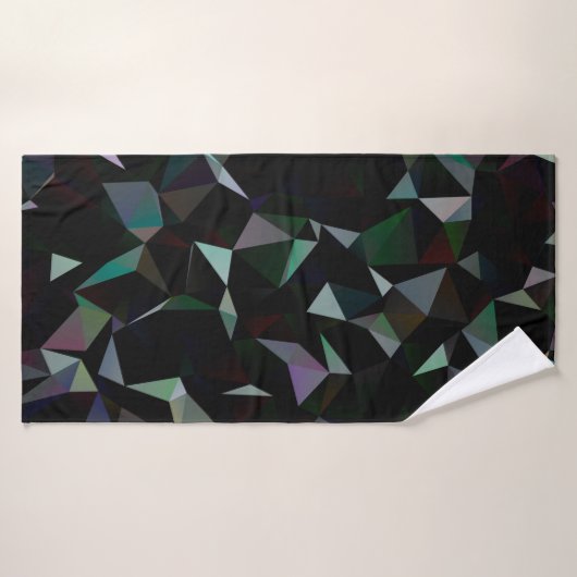 Dark Black triangle mosaic pattern. Geometric illu バスタオル (バスタオル)