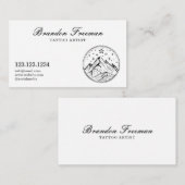 Dark Black & White Stars Mountain Tattoo Artist 名刺 (正面/裏面)