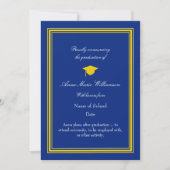 Dark Blue and Gold photo Graduation Announcement カード (正面)
