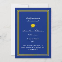 Dark Blue and Gold photo Graduation Announcement カード