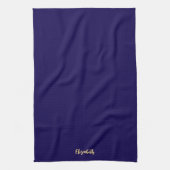 Dark Blue And Gold Trendy Script Name Elegant キッチンタオル (縦)