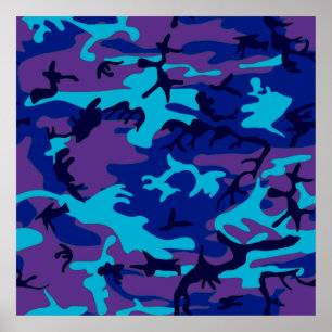 Dark Blue and Purple Camouflage Value Poster ポスター