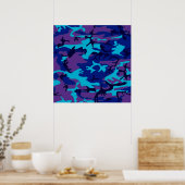 Dark Blue and Purple Camouflage Value Poster ポスター (キッチン)