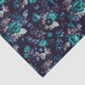 Dark Blue and Turquoise Floral Decoupage Paper 薄葉紙 (詳細)