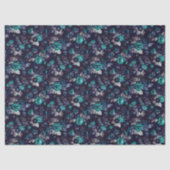 Dark Blue and Turquoise Floral Decoupage Paper 薄葉紙 (正面)